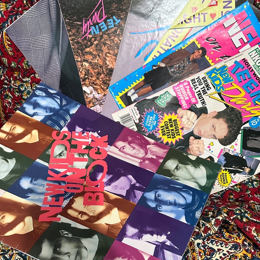 New Kids on the Block 1989 Hanging Tough tourbook +Teen Party poster magazine